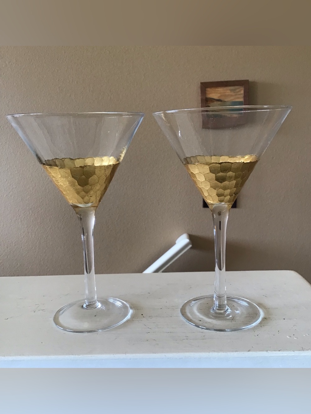 NEW Premier Housewares Gold Honeycomb Martini Glasses